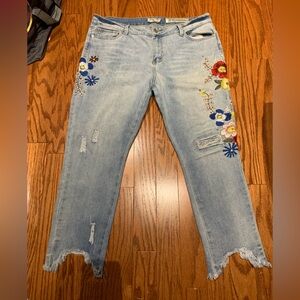 Indigo Rein Light Blue Jeans with Floral Embroidery